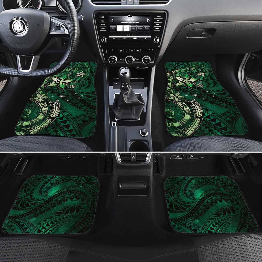 Hawaii Makahiki Season Car Mats Floral Tribal Tattoo Green Galaxy