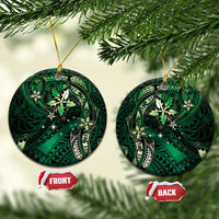 Hawaii Makahiki Season Ceramic Ornament Floral Tribal Tattoo Green Galaxy LT05 Circle Green - Polynesian Pride