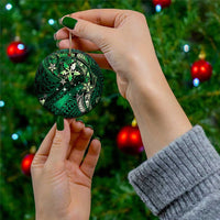 Hawaii Makahiki Season Ceramic Ornament Floral Tribal Tattoo Green Galaxy LT05 - Polynesian Pride