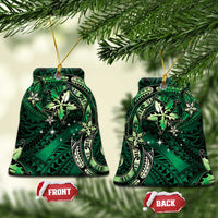 Hawaii Makahiki Season Ceramic Ornament Floral Tribal Tattoo Green Galaxy LT05 Bell Flake Green - Polynesian Pride