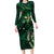 Hawaii Makahiki Season Family Matching Long Sleeve Bodycon Dress and Hawaiian Shirt Floral Tribal Tattoo Green Galaxy