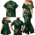 Hawaii Makahiki Season Family Matching Mermaid Dress and Hawaiian Shirt Floral Tribal Tattoo Green Galaxy