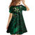 Hawaii Makahiki Season Family Matching Off Shoulder Short Dress and Hawaiian Shirt Floral Tribal Tattoo Green Galaxy