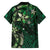 Hawaii Makahiki Season Family Matching Off Shoulder Short Dress and Hawaiian Shirt Floral Tribal Tattoo Green Galaxy