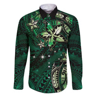 Hawaii Makahiki Season Family Matching Puletasi and Hawaiian Shirt Floral Tribal Tattoo Green Galaxy