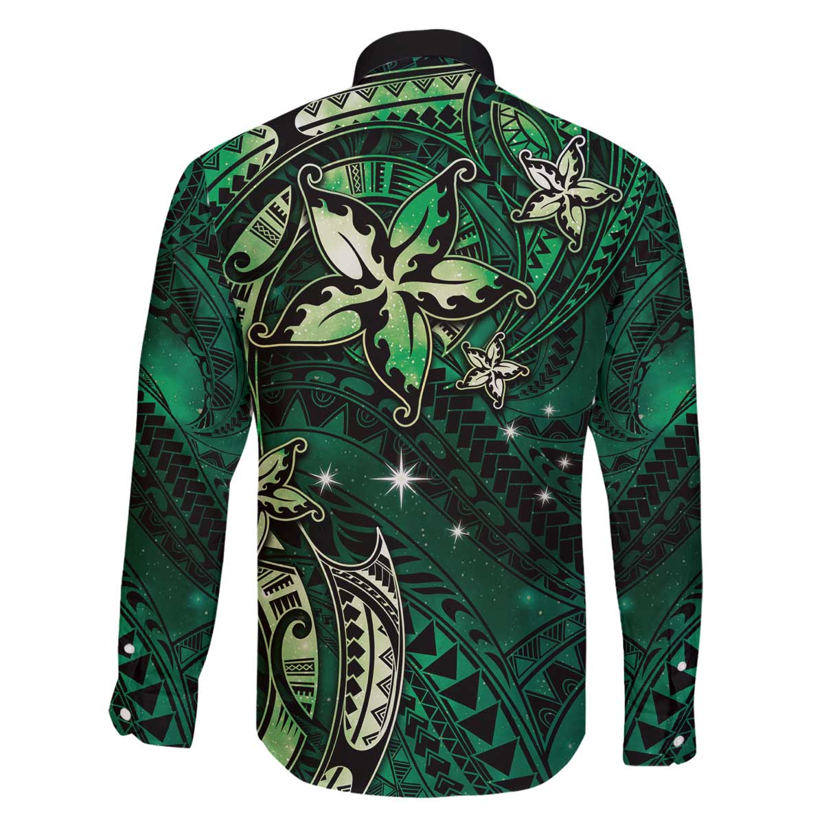 Hawaii Makahiki Season Family Matching Puletasi and Hawaiian Shirt Floral Tribal Tattoo Green Galaxy