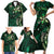 Hawaii Makahiki Season Family Matching Short Sleeve Bodycon Dress and Hawaiian Shirt Floral Tribal Tattoo Green Galaxy