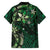 Hawaii Makahiki Season Family Matching Short Sleeve Bodycon Dress and Hawaiian Shirt Floral Tribal Tattoo Green Galaxy