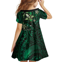 Hawaii Makahiki Season Family Matching Tank Maxi Dress and Hawaiian Shirt Floral Tribal Tattoo Green Galaxy