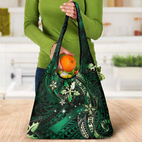 Hawaii Makahiki Season Grocery Bag Floral Tribal Tattoo Green Galaxy LT05 - Polynesian Pride