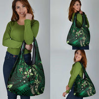 Hawaii Makahiki Season Grocery Bag Floral Tribal Tattoo Green Galaxy LT05 - Polynesian Pride
