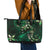 Hawaii Makahiki Season Leather Tote Bag Floral Tribal Tattoo Green Galaxy