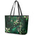 Hawaii Makahiki Season Leather Tote Bag Floral Tribal Tattoo Green Galaxy