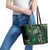 Hawaii Makahiki Season Leather Tote Bag Floral Tribal Tattoo Green Galaxy