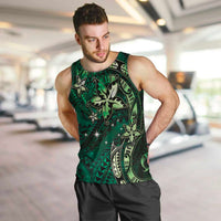 Hawaii Makahiki Season Men Tank Top Floral Tribal Tattoo Green Galaxy LT05 Green - Polynesian Pride