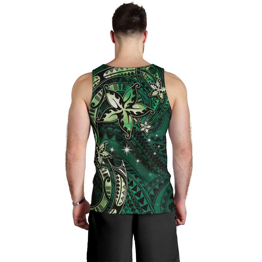 Hawaii Makahiki Season Men Tank Top Floral Tribal Tattoo Green Galaxy LT05 - Polynesian Pride