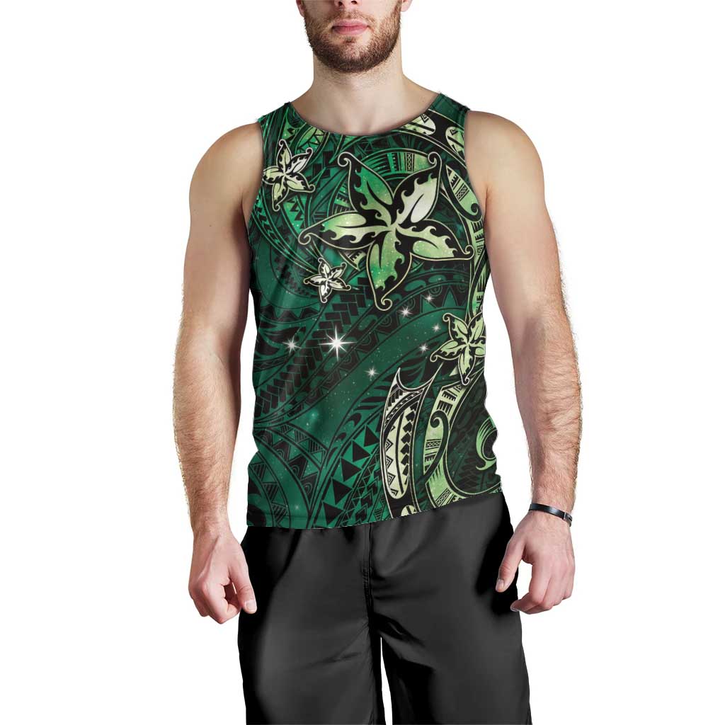 Hawaii Makahiki Season Men Tank Top Floral Tribal Tattoo Green Galaxy LT05 - Polynesian Pride
