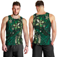 Hawaii Makahiki Season Men Tank Top Floral Tribal Tattoo Green Galaxy LT05 - Polynesian Pride