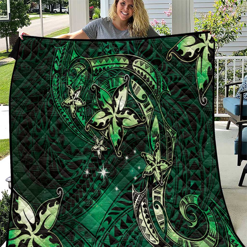 Hawaii Makahiki Season Quilt Floral Tribal Tattoo Green Galaxy