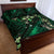 Hawaii Makahiki Season Quilt Bed Set Floral Tribal Tattoo Green Galaxy