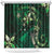 Hawaii Makahiki Season Shower Curtain Floral Tribal Tattoo Green Galaxy