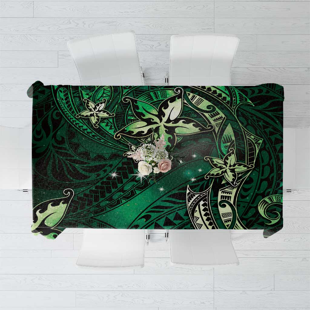 Hawaii Makahiki Season Tablecloth Floral Tribal Tattoo Green Galaxy LT05 Green - Polynesian Pride