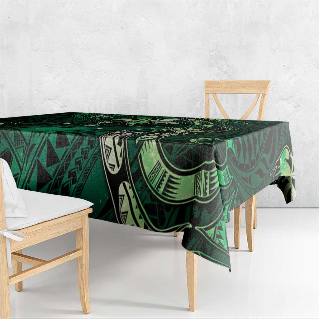 Hawaii Makahiki Season Tablecloth Floral Tribal Tattoo Green Galaxy LT05 - Polynesian Pride