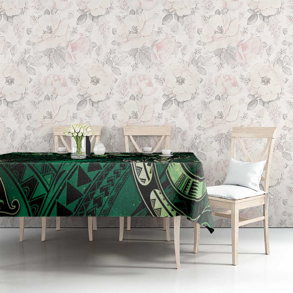 Hawaii Makahiki Season Tablecloth Floral Tribal Tattoo Green Galaxy LT05 - Polynesian Pride