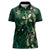 Hawaii Makahiki Season Women Polo Shirt Floral Tribal Tattoo Green Galaxy