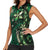 Hawaii Makahiki Season Women Sleeveless Polo Shirt Floral Tribal Tattoo Green Galaxy