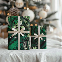 Hawaii Makahiki Season Wrapping Paper Floral Tribal Tattoo Green Galaxy LT05 - Polynesian Pride