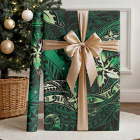 Hawaii Makahiki Season Wrapping Paper Floral Tribal Tattoo Green Galaxy LT05 - Polynesian Pride