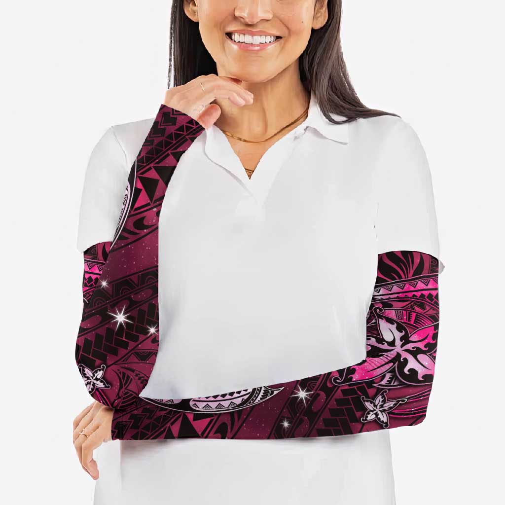 Hawaii Makahiki Season Arm Sleeves Floral Tribal Tattoo Pink Galaxy - Polynesian Pride