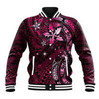 Hawaii Makahiki Season Baseball Jacket Floral Tribal Tattoo Pink Galaxy LT05 Unisex Pink - Polynesian Pride