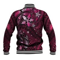 Hawaii Makahiki Season Baseball Jacket Floral Tribal Tattoo Pink Galaxy LT05 - Polynesian Pride