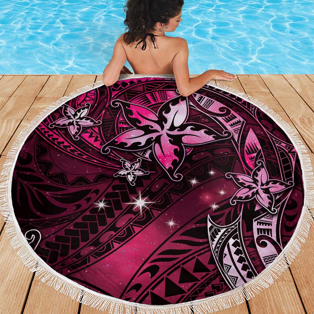 Hawaii Makahiki Season Beach Blanket Floral Tribal Tattoo Pink Galaxy LT05 - Polynesian Pride