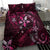 Hawaii Makahiki Season Bedding Set Floral Tribal Tattoo Pink Galaxy