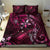 Hawaii Makahiki Season Bedding Set Floral Tribal Tattoo Pink Galaxy