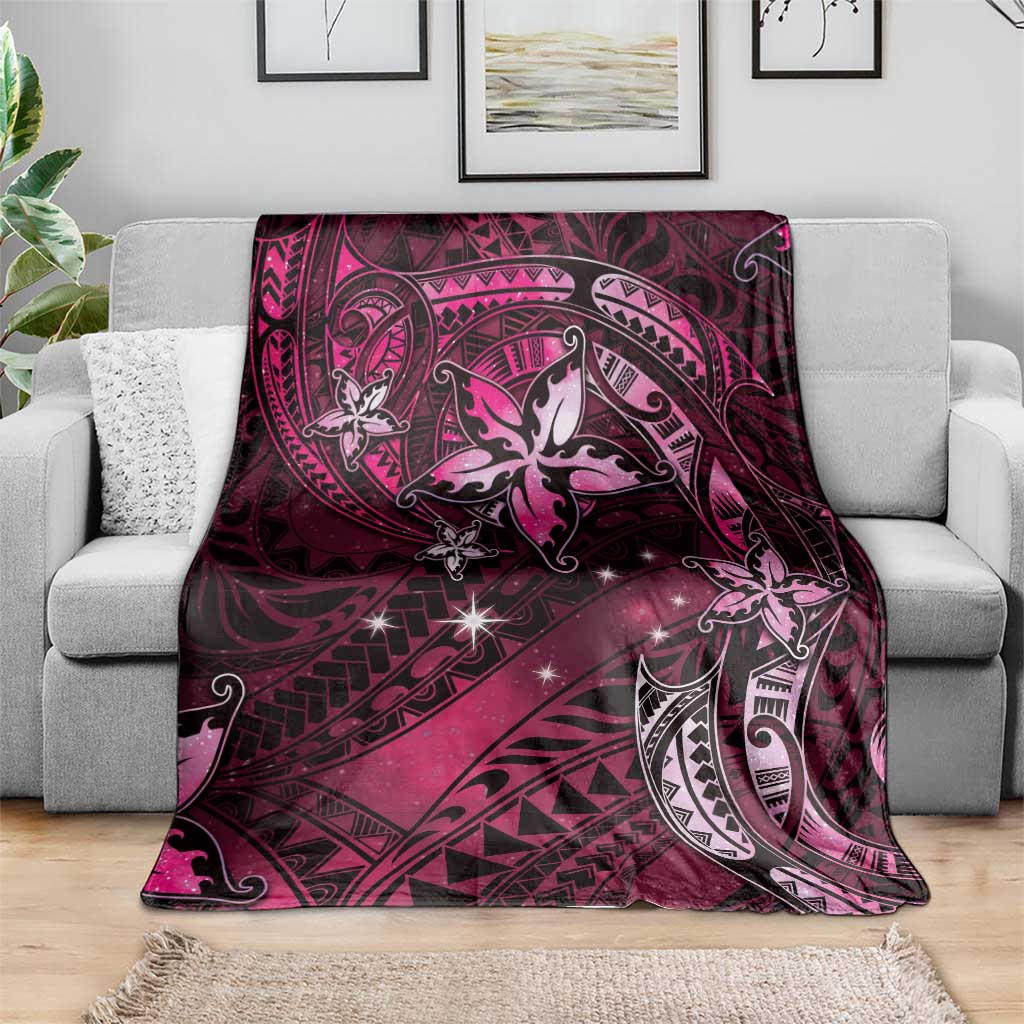 Hawaii Makahiki Season Blanket Floral Tribal Tattoo Pink Galaxy LT05 - Polynesian Pride