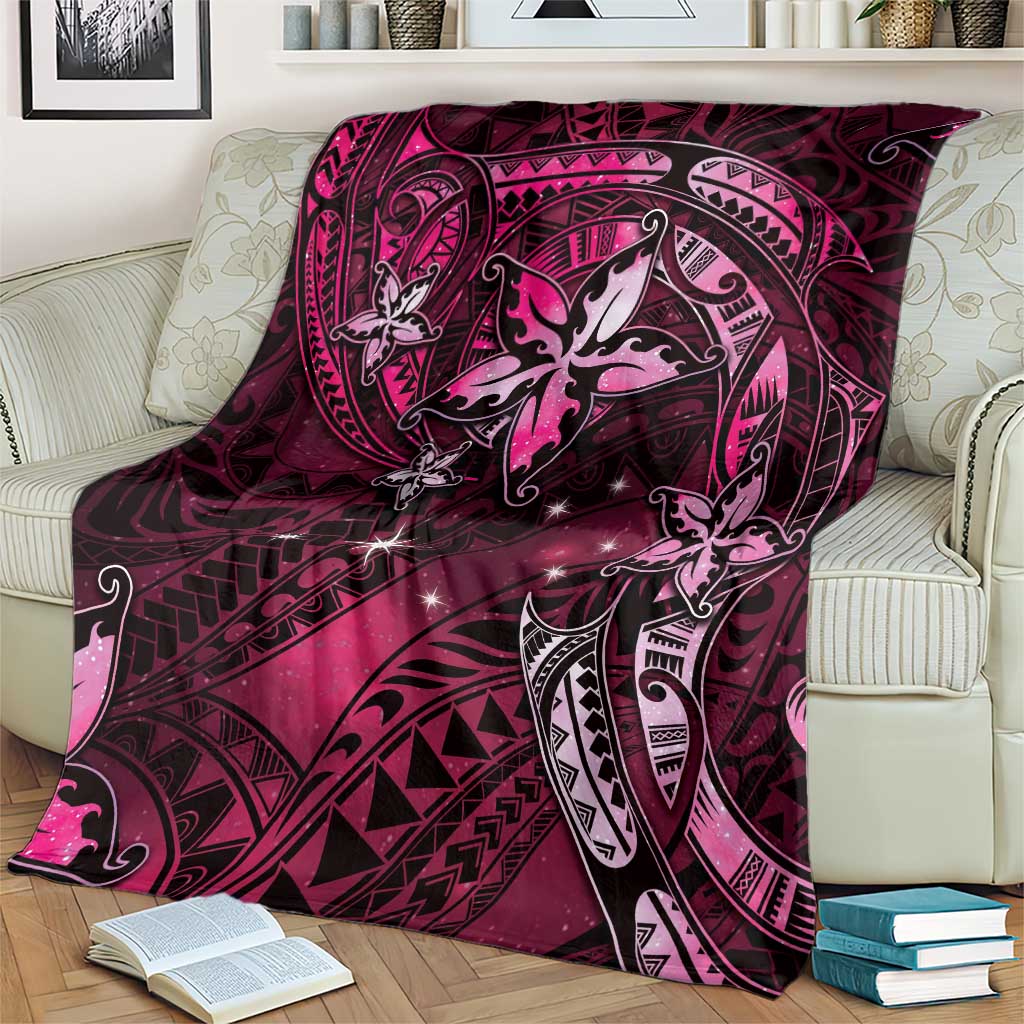Hawaii Makahiki Season Blanket Floral Tribal Tattoo Pink Galaxy LT05 - Polynesian Pride