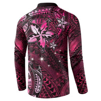 Hawaii Makahiki Season Button Sweatshirt Floral Tribal Tattoo Pink Galaxy LT05 - Polynesian Pride