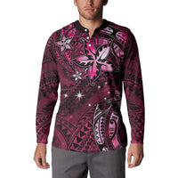 Hawaii Makahiki Season Button Sweatshirt Floral Tribal Tattoo Pink Galaxy LT05 - Polynesian Pride