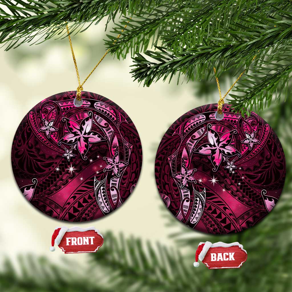 Hawaii Makahiki Season Ceramic Ornament Floral Tribal Tattoo Pink Galaxy LT05 Circle Pink - Polynesian Pride