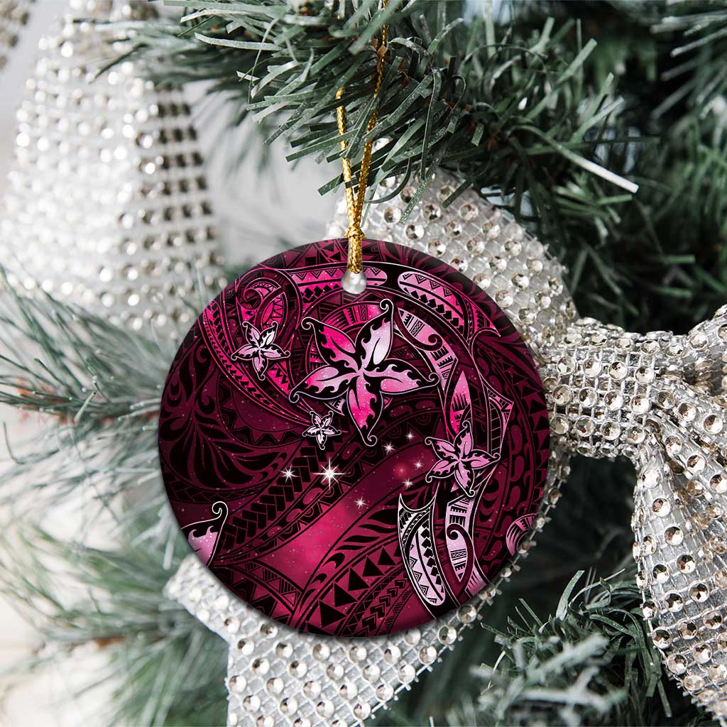 Hawaii Makahiki Season Ceramic Ornament Floral Tribal Tattoo Pink Galaxy LT05 - Polynesian Pride