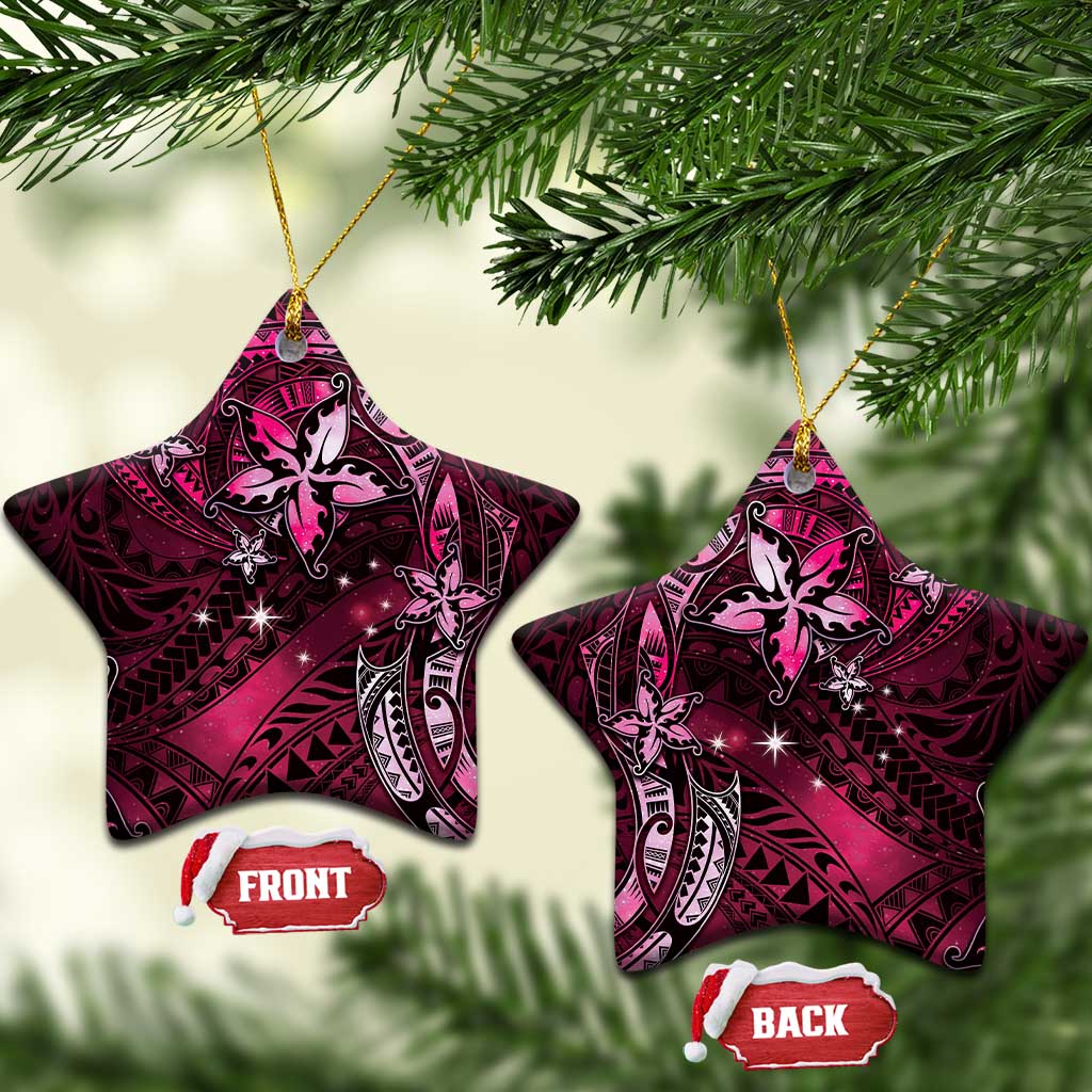Hawaii Makahiki Season Ceramic Ornament Floral Tribal Tattoo Pink Galaxy LT05 Star Pink - Polynesian Pride