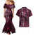 Hawaii Makahiki Season Couples Matching Mermaid Dress and Hawaiian Shirt Floral Tribal Tattoo Pink Galaxy