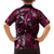 Hawaii Makahiki Season Family Matching Long Sleeve Bodycon Dress and Hawaiian Shirt Floral Tribal Tattoo Pink Galaxy