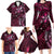 Hawaii Makahiki Season Family Matching Long Sleeve Bodycon Dress and Hawaiian Shirt Floral Tribal Tattoo Pink Galaxy