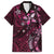 Hawaii Makahiki Season Family Matching Long Sleeve Bodycon Dress and Hawaiian Shirt Floral Tribal Tattoo Pink Galaxy