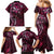 Hawaii Makahiki Season Family Matching Mermaid Dress and Hawaiian Shirt Floral Tribal Tattoo Pink Galaxy